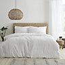 Catherine Lansfield Seersucker Embellished Super King Duvet Cover Set with Pillowcases White