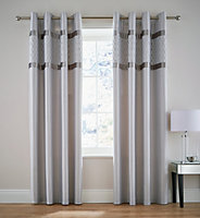 Catherine Lansfield Sequin Cluster 66x90 Inch Eyelet Curtains Two Panels Silver Grey