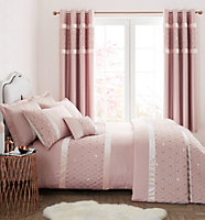 Catherine Lansfield Sequin Cluster King Duvet Cover Set with Pillowcases Blush Pink
