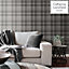 Catherine Lansfield Silver Check Metallic effect Embossed Wallpaper