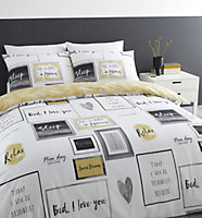 Catherine Lansfield Sleep Dreams King Duvet Cover Set with Pillowcases Ochre