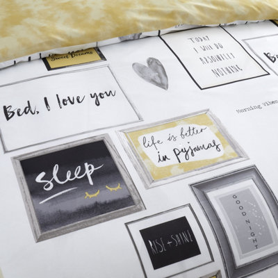 Catherine Lansfield Sleep Dreams King Duvet Cover Set with Pillowcases Ochre