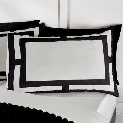 Catherine Lansfield So Soft Mono Panel Single Duvet Cover Set with Pillowcase Cream Black