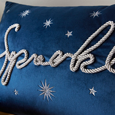 Catherine Lansfield Sparkle Soft Touch Sparkle Cushion Blue