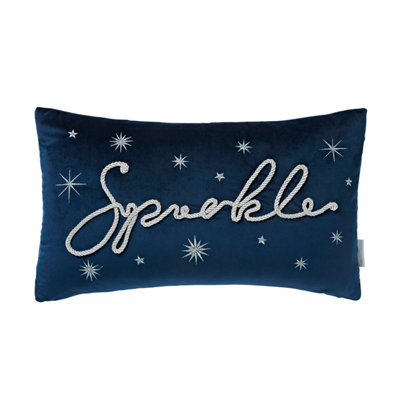 Catherine Lansfield Sparkle Soft Touch Sparkle Cushion Blue