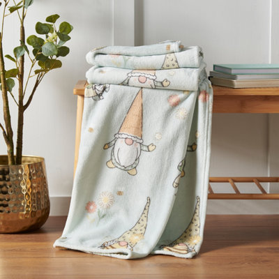 Catherine Lansfield Spring Gonks Cosy Fleece Oversized 130x170cm Blanket Throw Mint Green