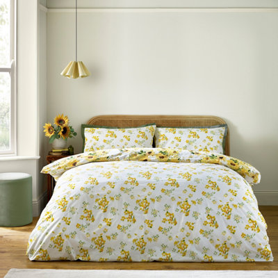 Catherine Lansfield Sunflowers Reversible Duvet Cover Set with Pillowcases Yellow