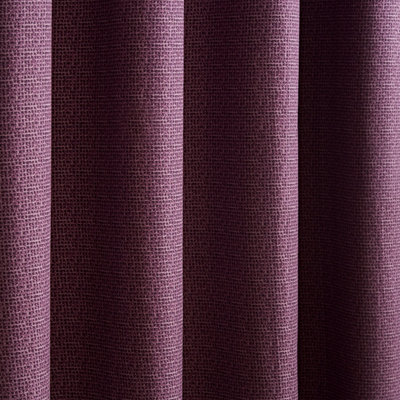 Catherine Lansfield Textured Thermal Insulating 46x54 Inch  Eyelet Curtains Two Panels Plum