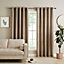 Catherine Lansfield Textured Thermal Insulating 66x90 Inch  Eyelet Curtains Two Panels Natural