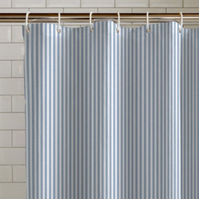 Catherine Lansfield Timeless Stripe 180x180cm Shower Curtain Blue