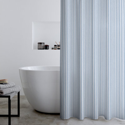 Catherine Lansfield Timeless Stripe 180x180cm Shower Curtain Blue