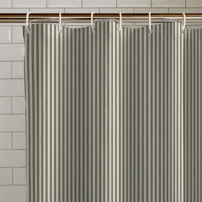 Catherine Lansfield Timeless Stripe 180x180cm Shower Curtain Green