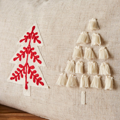 Catherine Lansfield Tufted Christmas Tree Cushion Natural