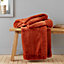 Catherine Lansfield Velvet and Faux Fur 150x200cm Blanket Throw Burnt Orange