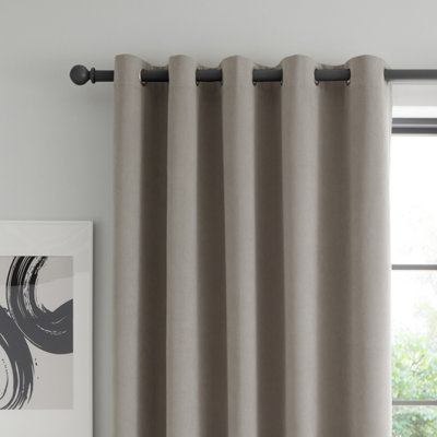 Catherine Lansfield Wilson Blackout Thermal 117x137cm Curtains Two Panels Grey