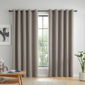 Catherine Lansfield Wilson Blackout Thermal 117x137cm Curtains Two Panels Grey