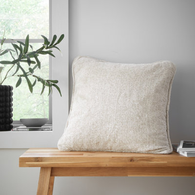 Catherine Lansfield Wilson Plain Chenille 45x45 cm Cushion Natural