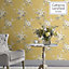 Catherine Lansfield Yellow Floral Pearl effect Embossed Wallpaper