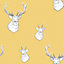 Catherine Lansfield Yellow Stag Pearl effect Embossed Wallpaper
