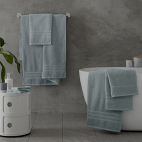 Catherine Lansfield Zero Twist Cotton 8 Piece Towel Set Sage Green