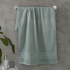Catherine Lansfield Zero Twist Cotton Bath Sheet Pair Sage Green