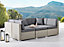 Catina 7 Piece Modular Grey Rattan Sofa Garden L- Shaped U- Shaped Lounge Set with Glass Topped Coffee Table Grey Cushions