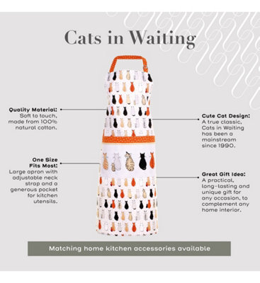 Cats In Waiting Animal Print 100% Cotton Apron