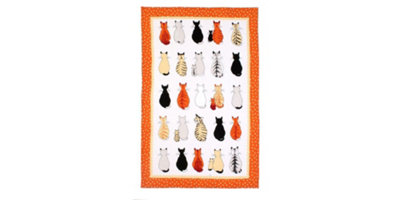 Cats In Waiting Animal Print 100% Cotton Tea Towel