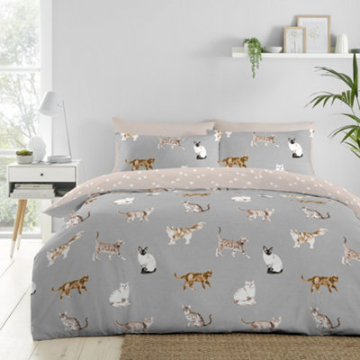 Cats Luscious Hand Drawn Cat Print Duvet Cover Set