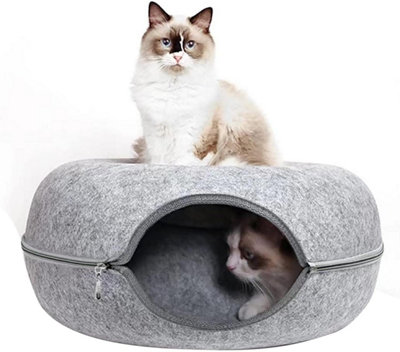 Cats Tunnel Natural Felt Pet Cat cave bed Nest Round House Donut Interactive Toy 60 CM Diameter