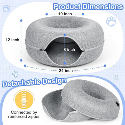 Cats Tunnel Natural Felt Pet Cat cave bed Nest Round House Donut Interactive Toy 60 CM Diameter