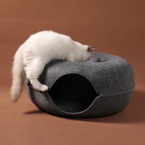 Cats Tunnel Natural Felt Pet Cat Cave Bed Nest Round House Donuts Interactive Toy 60 CM Diameter