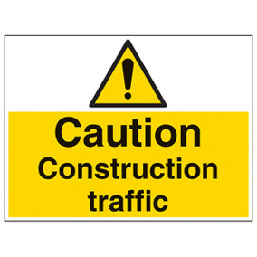 CAUTION CONSTRUCTION TRAFFIC Warning Sign - A/G Alum. Comp 600x450mm