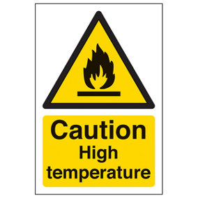 Caution High Temperature Warning Sign - Rigid Plastic 200x300mm (x3)