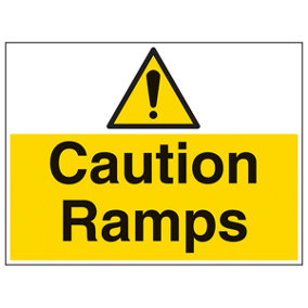 Caution Ramps Warning Caution Sign - Rigid Plastic - 600x450mm (x3)