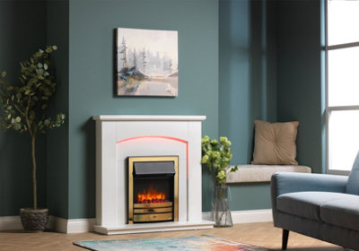 Cayton Electric Fireplace Suite - Brass | DIY at Bu0026Q