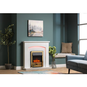 Cayton Electric Fireplace Suite - Brass