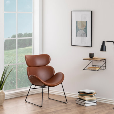 Cazar Lounge Chair with Sledged Legs in Brown
