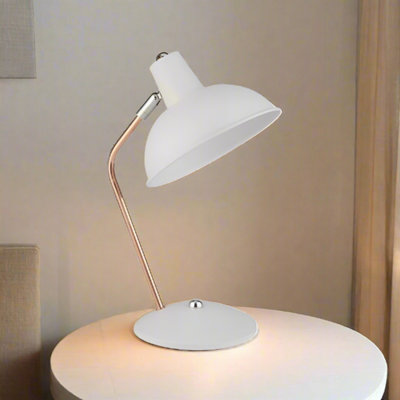 CCG JOSIE White and Copper Arch Desk Lamp Study Light