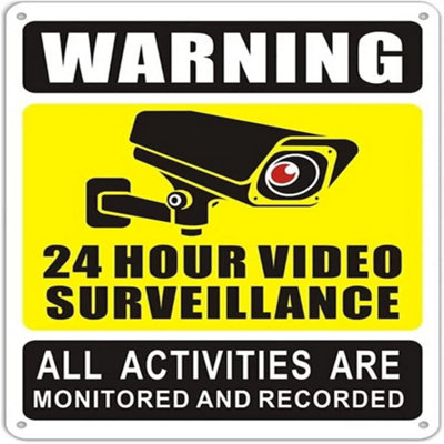 CCTV Camera WARNING Security Protection Metal Aluminium gloss Plaque ...
