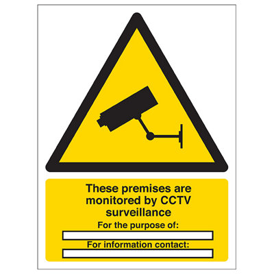 CCTV For The Purpose Security Sign - Adhesive Vinyl - 300x400mm (x3)