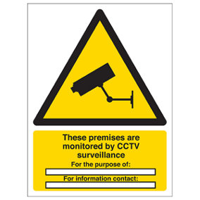 CCTV For The Purpose Security Sign - Rigid Plastic - 300x400mm (x3)
