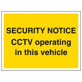 CCTV Operating In Vehicle Security Sign Adhesive Vinyl 300x200mm (x3)