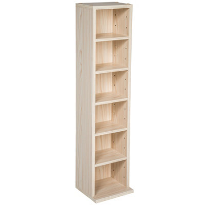 CD Shelf Unit Juliane - 6 height-adjustable shelves for 102 CDs or 27 DVDs - beech