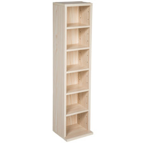 CD Shelf Unit Juliane - 6 height-adjustable shelves for 102 CDs or 27 DVDs - beech