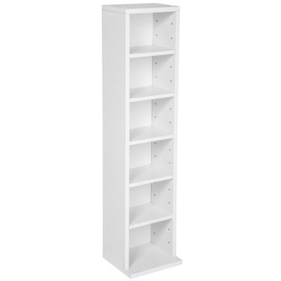 CD Shelf Unit Juliane - 6 height-adjustable shelves for 102 CDs or 27 DVDs - white