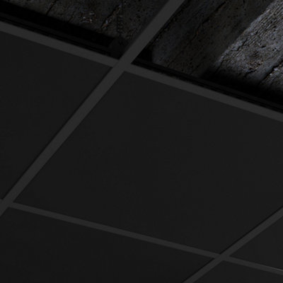CDS Black Suspended Wipeable  Vinyl Ceiling Tile  595x595mm Square Edge Tiles 8 tiles per box  ( fits standard grid 600 x 600 )