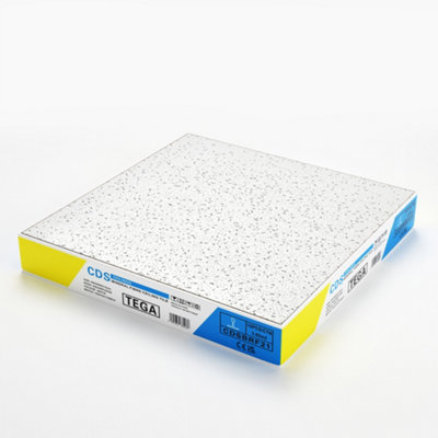 CDS Tega Mineral Fibre Ceiling Tile 595mm X 595mm   10 Tiles Per Box  ( similar to Fission and Cortega )