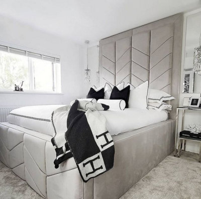 Ceasar Arrow Panel Tall Headboard Double, King & Super King - Metal Gaslift