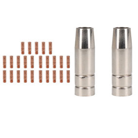 Cebora 130 & 110 / Snap On 130 2x Shroud / Nozzle & 25x 0.6mm Welding Tips